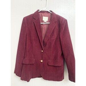 Vintage De Mura Womens Burgundy Corduroy Blazer Sz 14 Soft Cotton Made in Japan